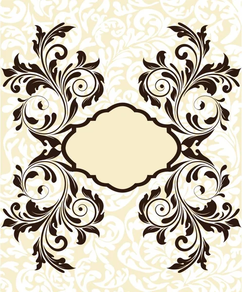 Vintage Invitation Card Ornate Elegant Abstract Floral Design Brown Flesh — Stock Vector