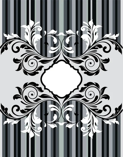 Cartão Convite Vintage Com Design Floral Abstrato Elegante Ornamentado Preto — Vetor de Stock