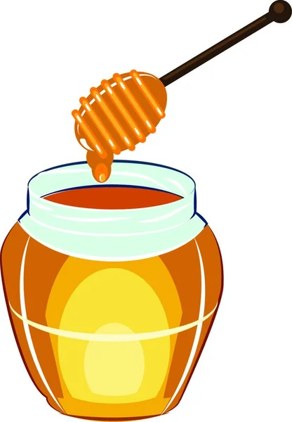 蜂蜜で瓶 イラスト 白い背景のベクトル — ストックベクタ