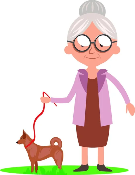 Granny Dog Illustration Vector White Background — Stock Vector