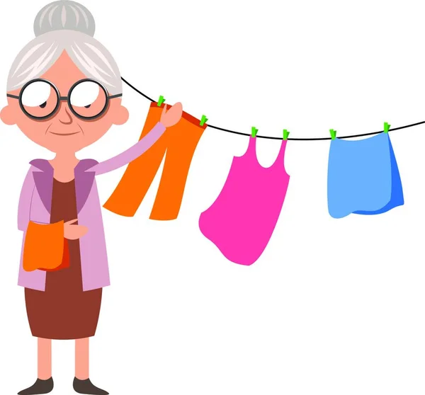 Nonna Con Vestiti Illustrazione Vettore Sfondo Bianco — Vettoriale Stock