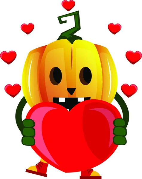 Calabaza Amor Ilustración Vector Sobre Fondo Blanco — Vector de stock