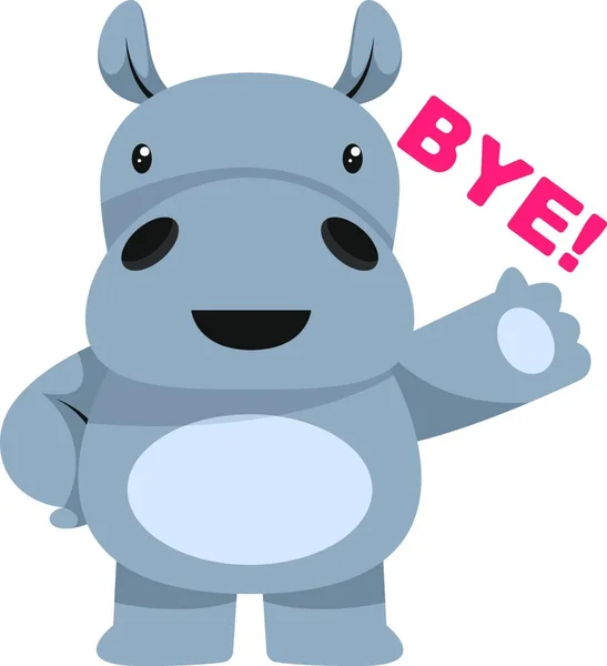 Hippo Saying Bye Illustration Vector White Background — Stock Vector