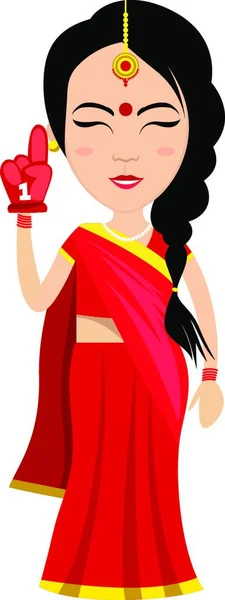 Mujer India Con Guante Rojo Ilustración Vector Sobre Fondo Blanco — Archivo Imágenes Vectoriales