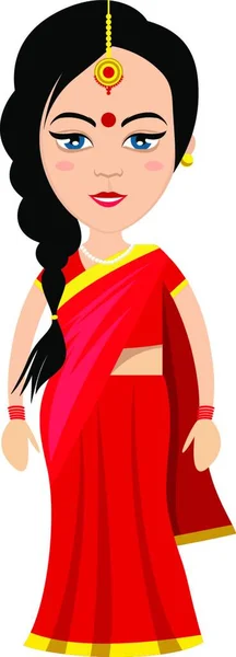 Heureuse Femme Indienne Illustration Vecteur Sur Fond Blanc — Image vectorielle
