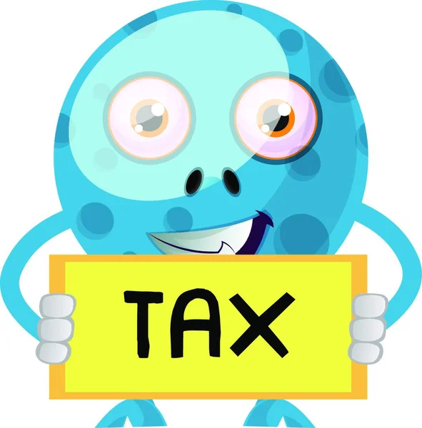 Modrá Obluda Daňovým Příběhem Ilustrace Vektor Bílém Pozadí — Stockový vektor