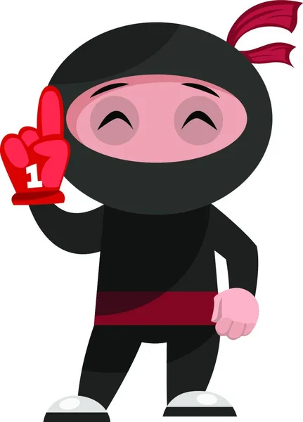 Ninja Con Guante Rojo Ilustración Vector Sobre Fondo Blanco — Archivo Imágenes Vectoriales