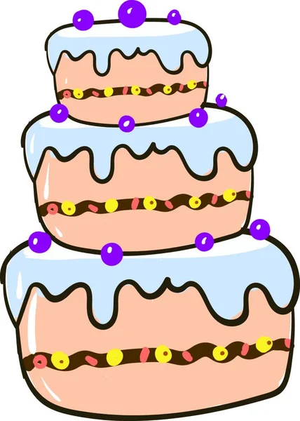 Illustrazione Una Torta Con Una Candela — Vettoriale Stock