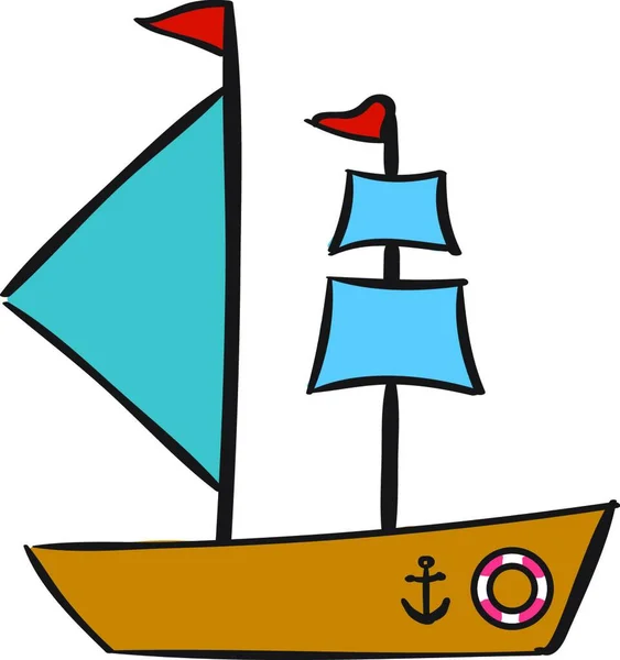 Иллюстрация Лодки Кораблем — стоковый вектор