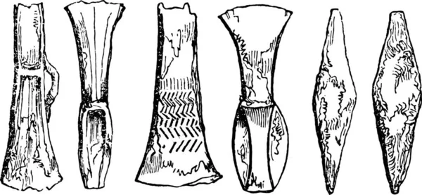 石や金属の武器 ヴィンテージには図が刻まれています イングランド 1837 のカラフルな歴史 — ストックベクタ