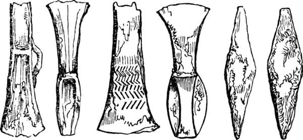 Armi Pietra Metallo Illustrazione Incisa Epoca Storia Variopinta Dell Inghilterra — Vettoriale Stock