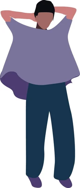 紫のTシャツの女の子 イラスト 白い背景のベクトル — ストックベクタ
