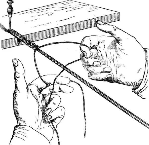 Halv Knot Överst Till Vänster Första Satsen Vintage Ingraverad Illustration — Stock vektor