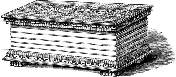 Каменный Ящик Острова Ява Точный Размер Винтажные Гравированные Иллюстрации Магасин — стоковый вектор
