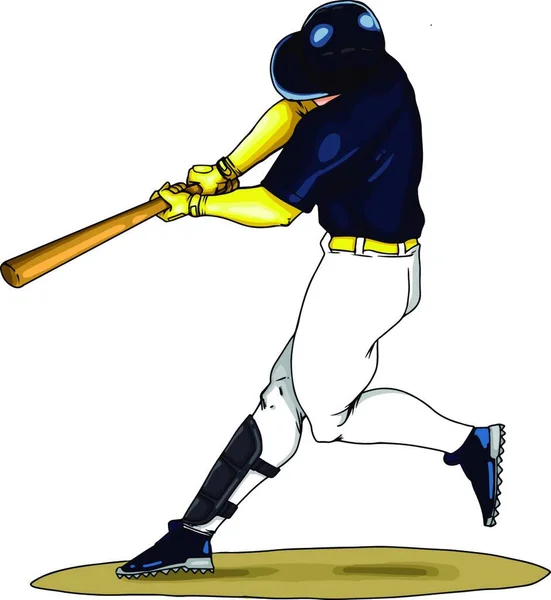 Giocatore Baseball Oscilla Pipistrello Illustrazione Vettore Sfondo Bianco — Vettoriale Stock