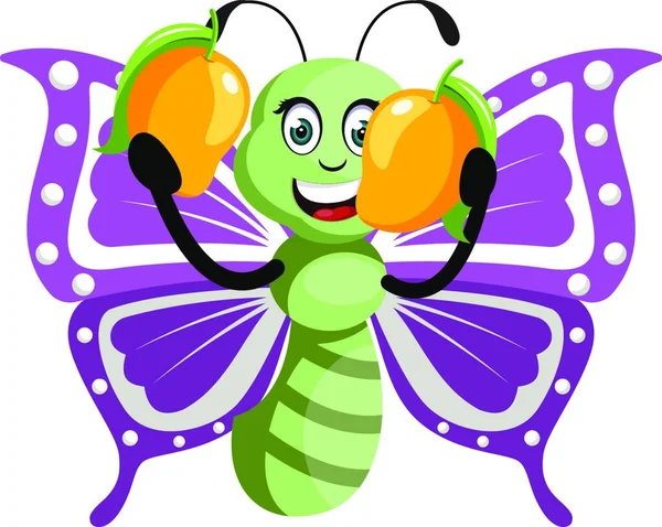 Butterfly Mangos Illustration Vector White Background — Stock Vector