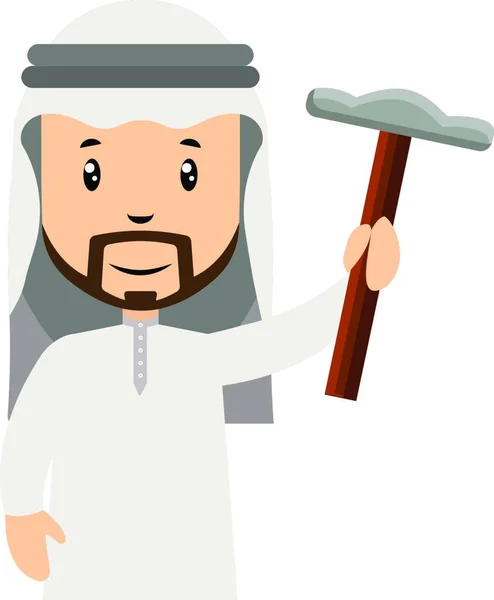 Hommes Arabes Avec Marteau Illustration Vecteur Sur Fond Blanc — Image vectorielle