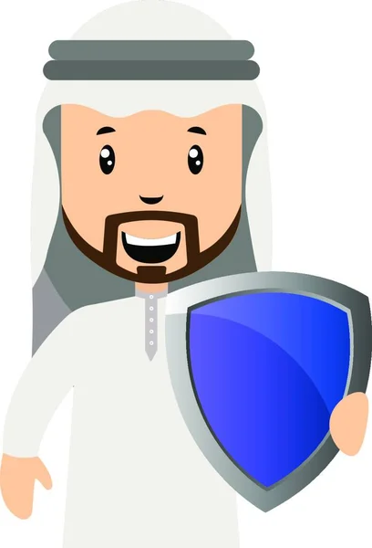 Arabische Mannen Met Schild Illustratie Vector Witte Achtergrond — Stockvector