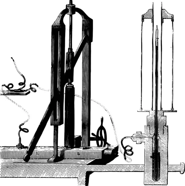Cailletet Aparatury Skraplania Powietrza Vintage Grawerowane Ilustracja Magasin Pittoresque 1878 — Wektor stockowy