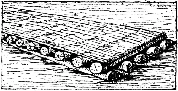 Oude Gegraveerd Illustratie Van Fenicische Vlot Drijvend Het Water Woordenboek — Stockvector