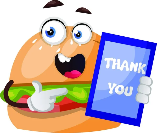 Burger Poděkováním Ilustrace Vektor Bílém Pozadí — Stockový vektor