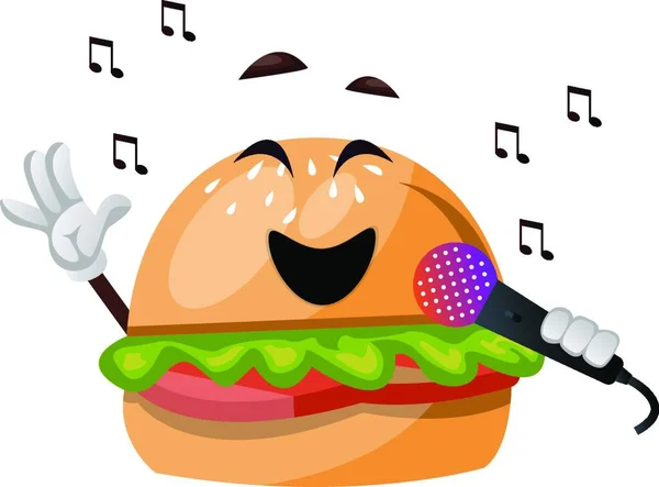 Burger Μικρόφωνο Εικονογράφηση Διάνυσμα Λευκό Φόντο — Διανυσματικό Αρχείο