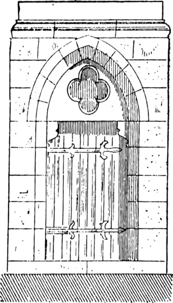 Alte Gestochene Illustration Des Tores Der Kathedrale Unserer Lieben Frau — Stockvektor