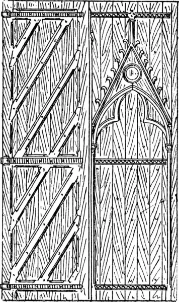 Старая Гравированная Иллюстрация Двери Парижской Церкви Сент Шапель Внутренними Внешними — стоковый вектор