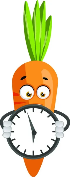 Zanahoria Con Reloj Ilustración Vector Sobre Fondo Blanco — Vector de stock