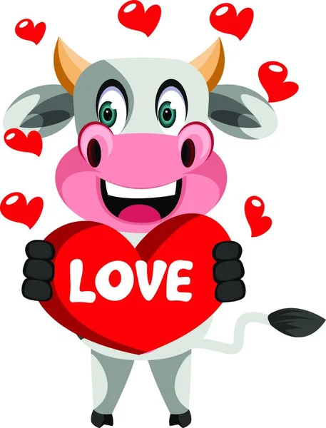 Αγελάδα Στην Αγάπη Απεικόνιση Διάνυσμα Λευκό Φόντο — Διανυσματικό Αρχείο