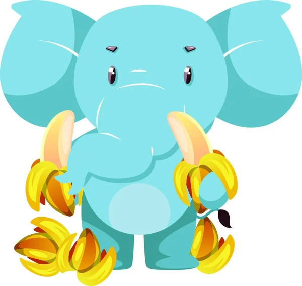 Elephant Bananas Illustration Vector White Background — Stock Vector