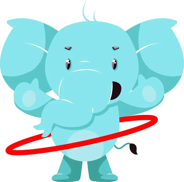 Ελέφαντας Χούλα Χουπ Εικονογράφηση Διάνυσμα Λευκό Φόντο — Διανυσματικό Αρχείο