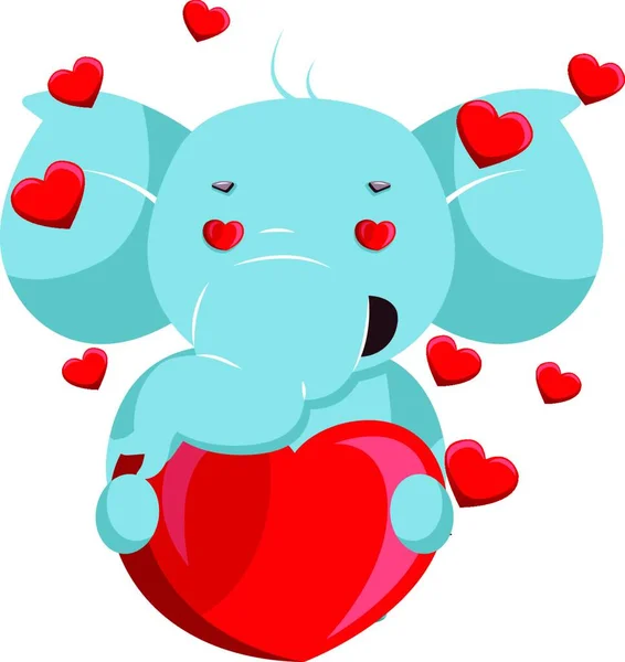 Elefante Enamorado Ilustración Vector Sobre Fondo Blanco — Vector de stock