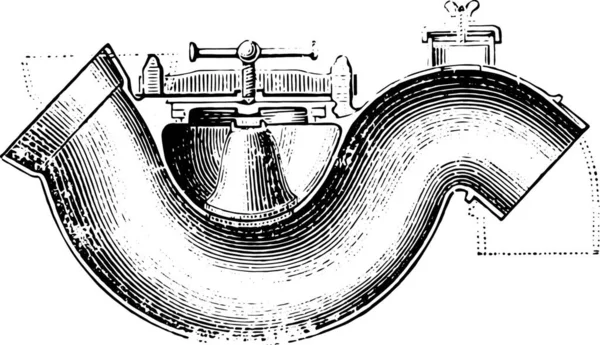 Syphon Zár Downpipe Háztartási Viharvíz Buffer Dupla Csavar Lezárása Cső — Stock Vector