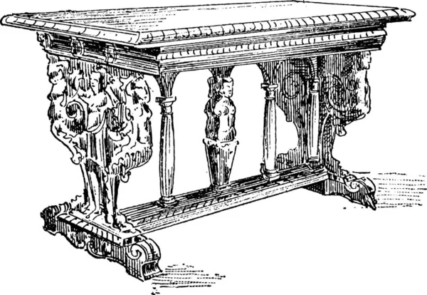 Alte Gestochene Illustration Der Tabelle Aus Dem Sechzehnten Jahrhundert Wörterbuch — Stockvektor