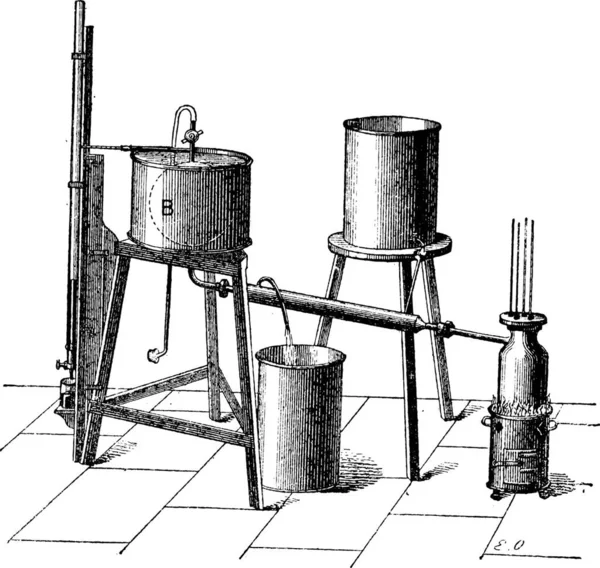 Experiment Att Mäta Den Högsta Elastiska Kraften Ånga Vintage Ingraverad — Stock vektor