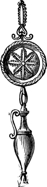 白い背景に孤立したローマのイヤリングの古い刻まれたイラスト 産業百科事典E 1875 — ストックベクタ
