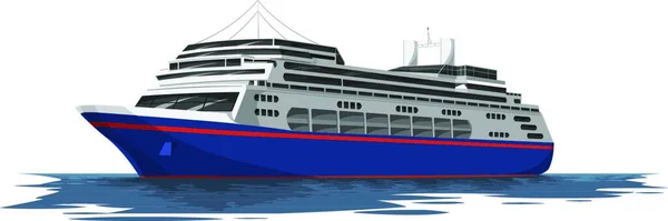 Vektorillustration Des Kreuzfahrtschiffes Auf See — Stockvektor