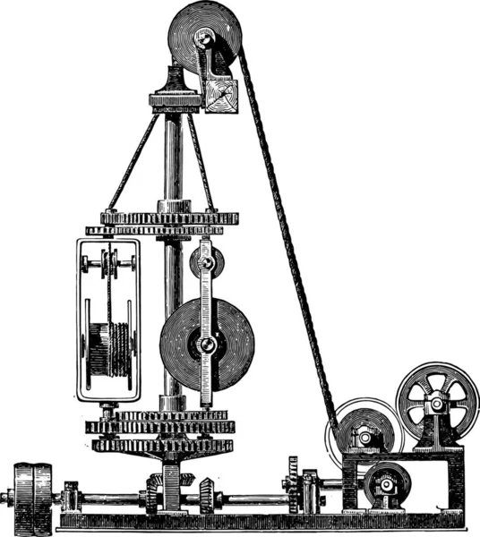 Fil Machine Illustration Gravée Vintage Encyclopédie Industrielle Lami 1875 — Image vectorielle