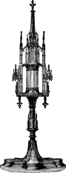 Monument Gothique Xve Siècle Illustration Gravée Vintage Encyclopédie Industrielle Lami — Image vectorielle