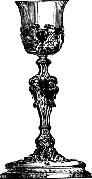 ピエール ジェルマンの後の聖杯 ヴィンテージには 図が刻まれています 産業百科事典 1875 — ストックベクタ