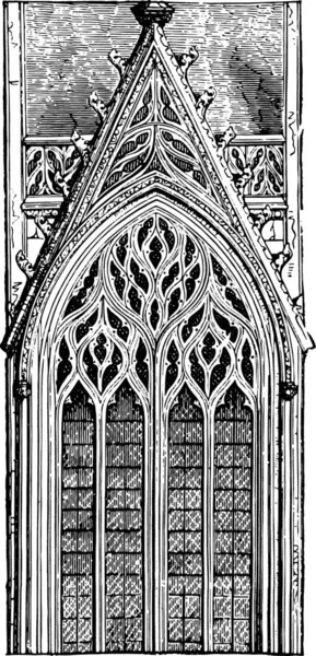 Janela Gótica Final Século Arco Tierce Ponto Três Mullions Terminando —  Vetores de Stock