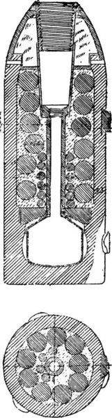 英語の破片 ボクサーはモデル銃 ビンテージの刻まれた図です 産業百科事典 1875 — ストックベクタ