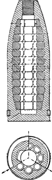 Muscheln Kugeln Modell 1879 Vintage Gravierte Illustration Industrieenzyklopädie Lami 1875 — Stockvektor