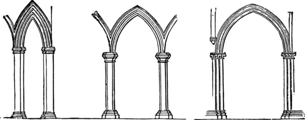 Formas Ojivales Ilustración Grabada Vintage Enciclopedia Industrial Lami 1875 — Archivo Imágenes Vectoriales