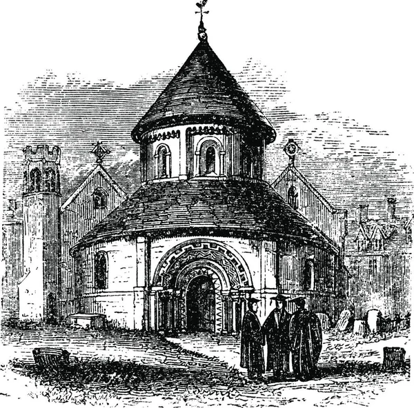 Grabeskirche Cambridge Großbritannien Vintage Gravur Alte Gestochene Illustration Der Grabeskirche — Stockvektor