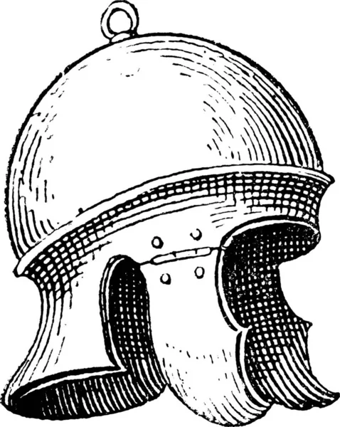 Casque Légionnaire Romain Gravure Vintage Galea Ancienne Illustration Gravée Casque — Image vectorielle