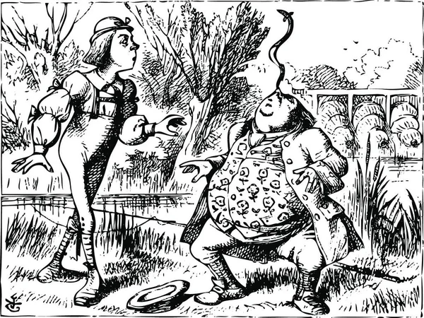 Alice Wonderland Oude Illustratie Gravure Vader William Balanceert Paling Zijn — Stockvector
