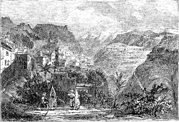 Deir Qamar Lebanon 1890S Vintage Engraving Old Engraved Illustration Deir — Stock Vector