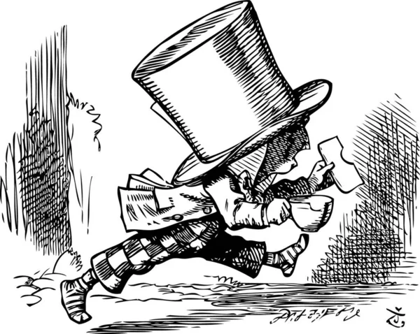 Çılgın Şapkacı Aceleyle Ayrılır Gibi Alice Harikalar Diyarı Ndaki Maceraları — Stok Vektör